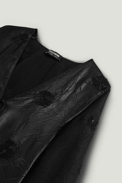 Black Beaded Embroidered Kimono