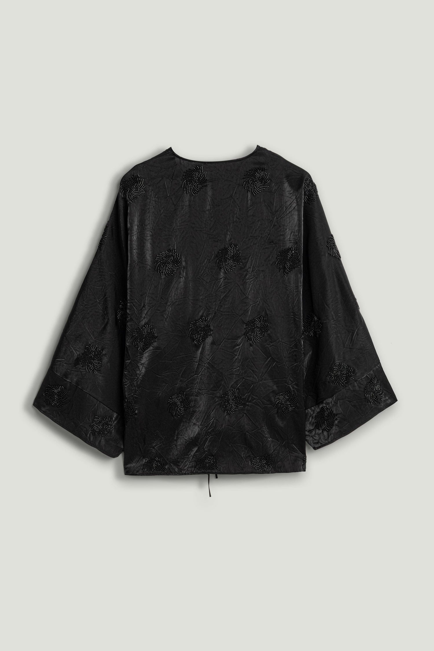 Black Beaded Embroidered Kimono