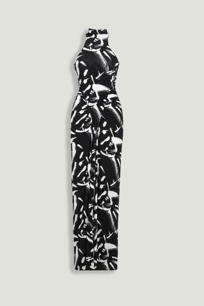 Printed Halter Maxi Dress