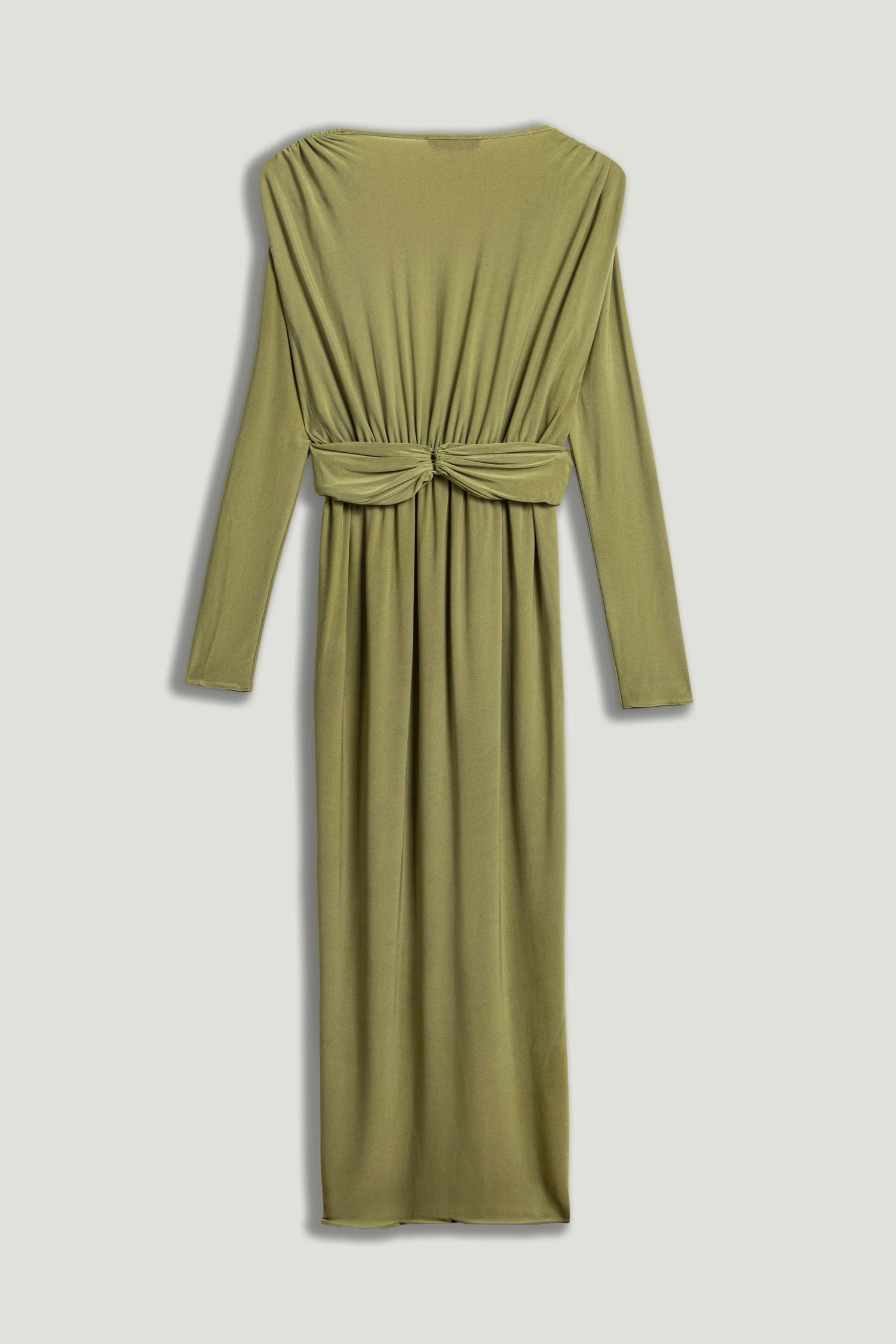 Deep Plunge Belted Jersey Maxi Dress