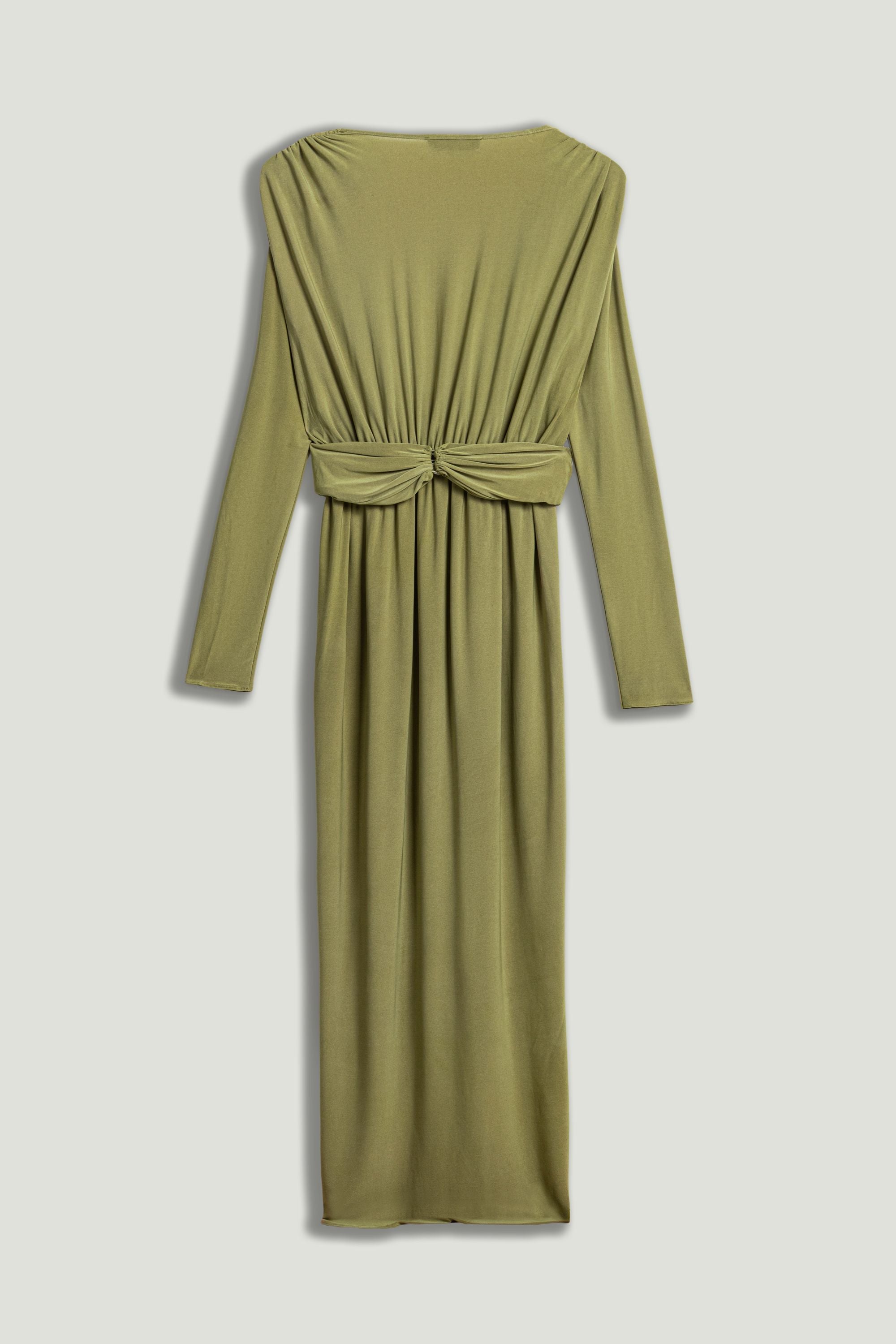 Deep Plunge Belted Jersey Maxi Dress