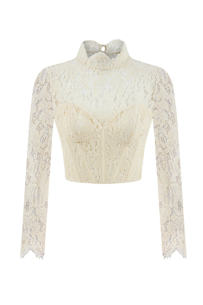 Corset-Look Lace Blouse