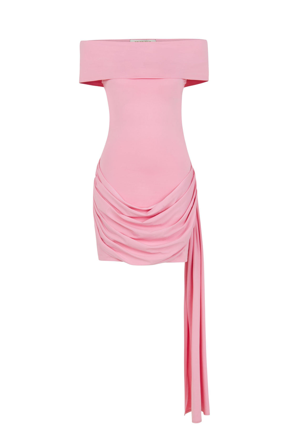 Pink Off Shoulder Draped Mini Dress