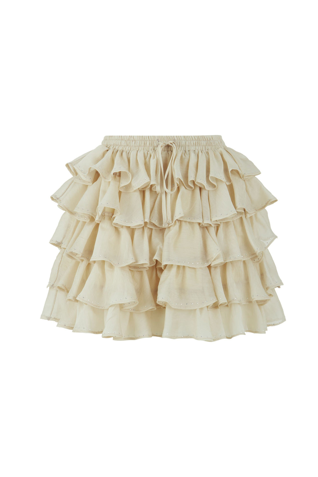 Beige Frilled Mini Skirt