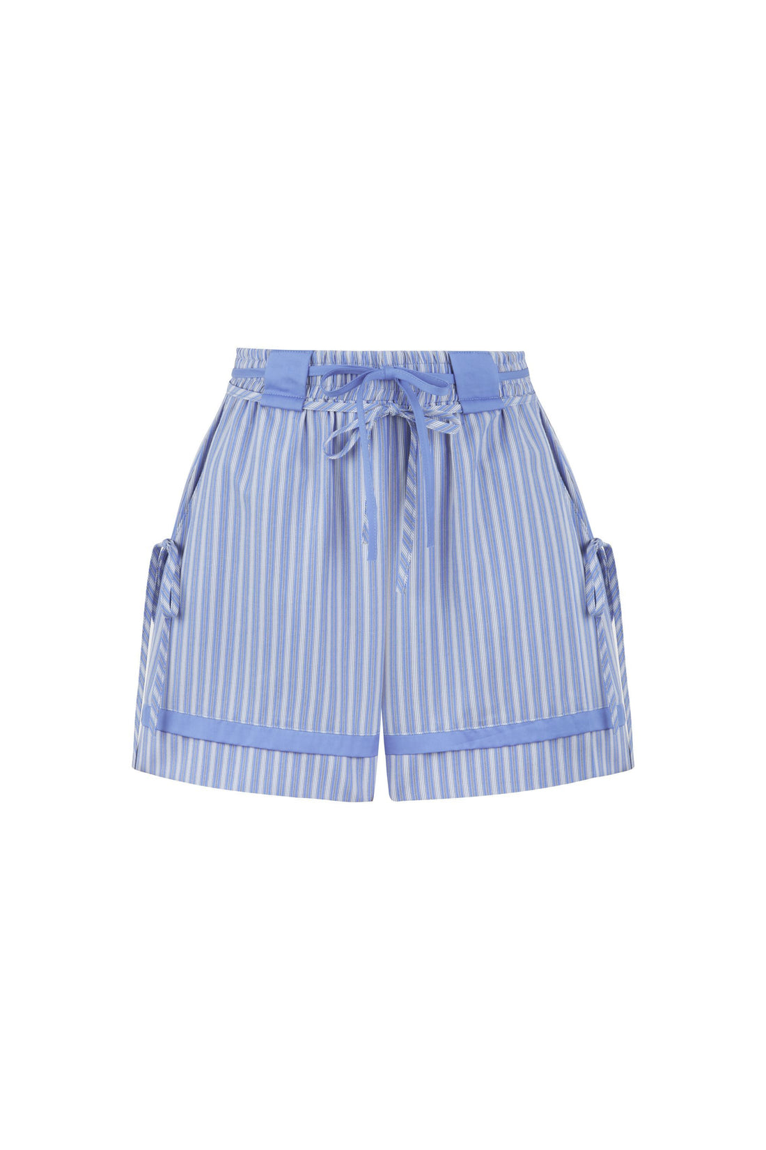 Blue Lace-Up High Waist Mini Shorts