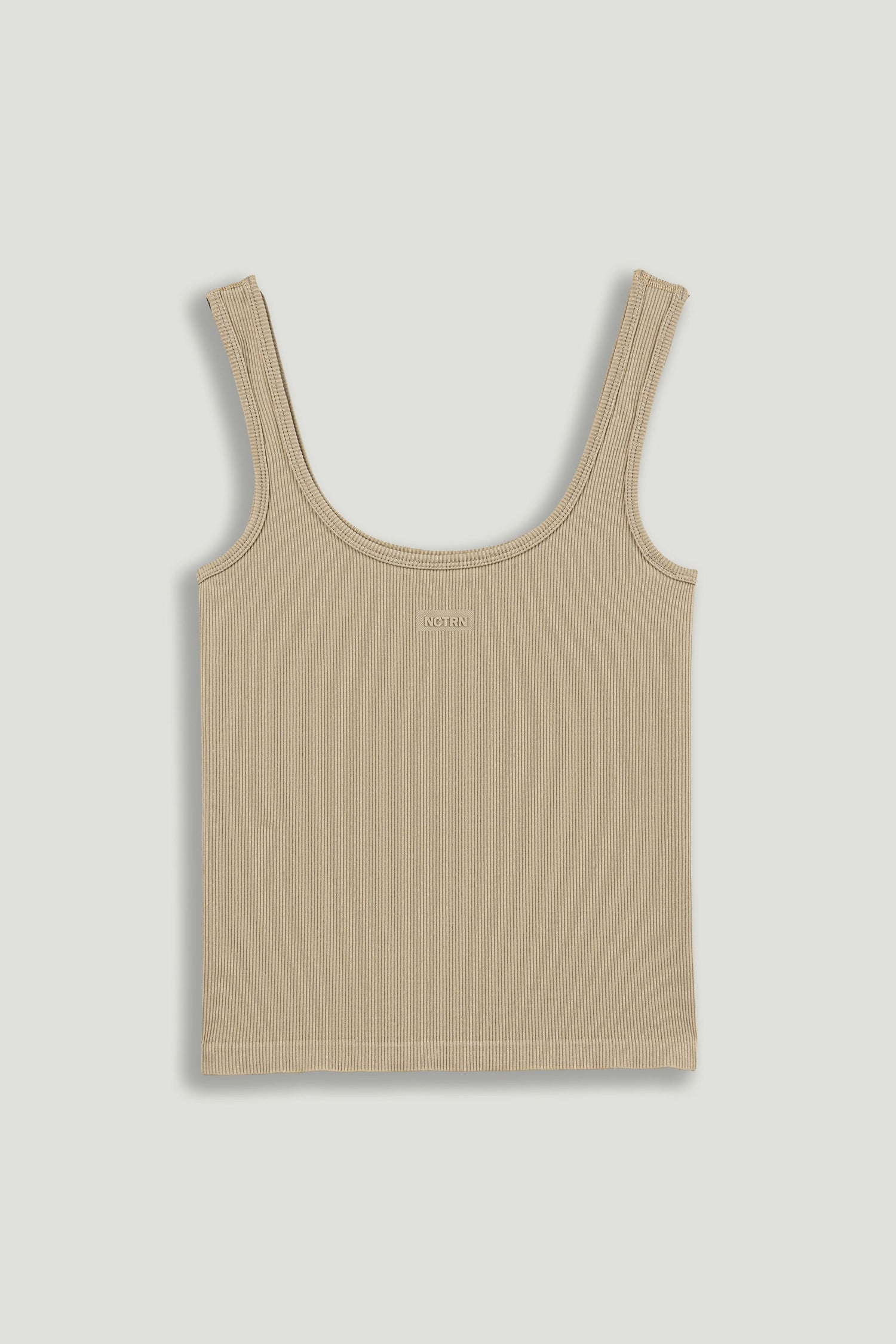 Beige Printed Sleeveless Crop Top