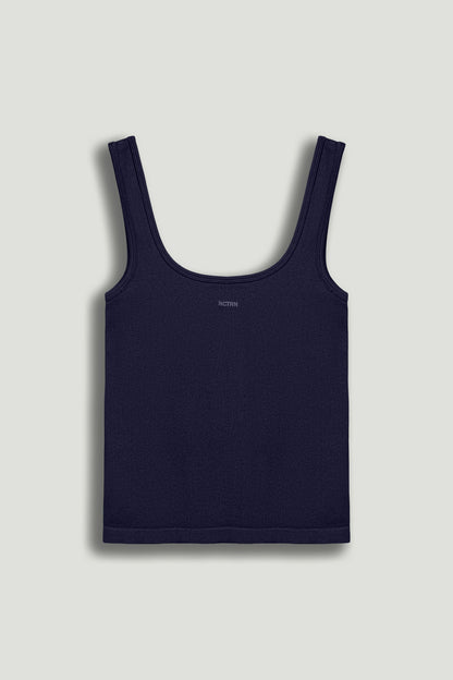 Navy Blue Printed Sleeveless Crop Top