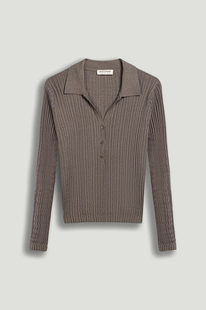 Ribbed Polo Sweater