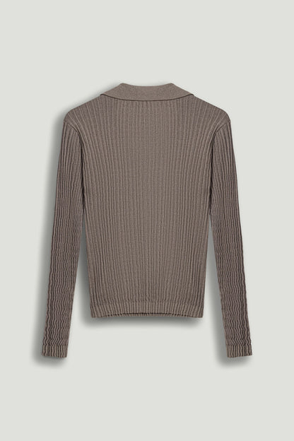 Ribbed Polo Sweater