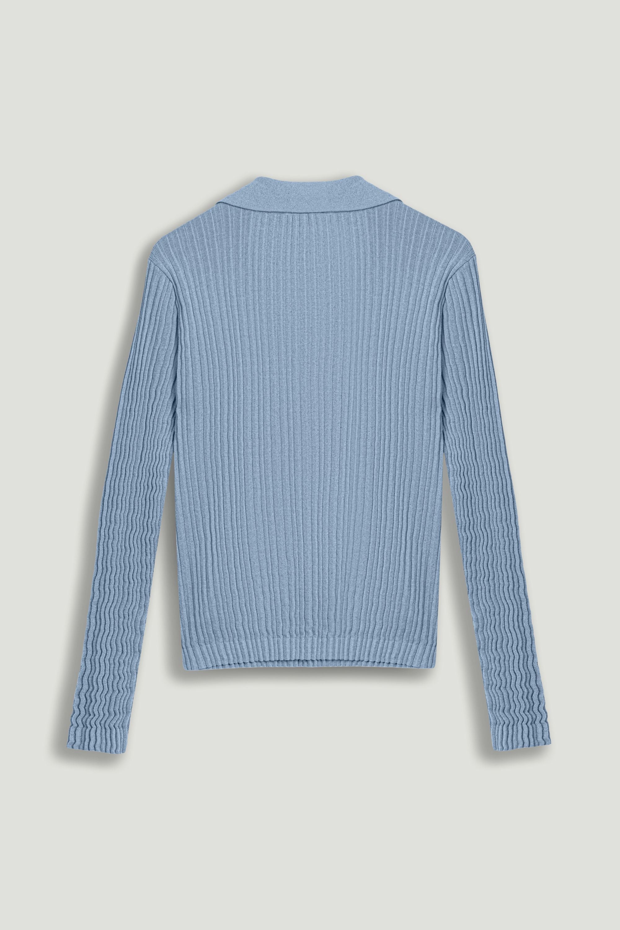 Ribbed Polo Knit Sweater
