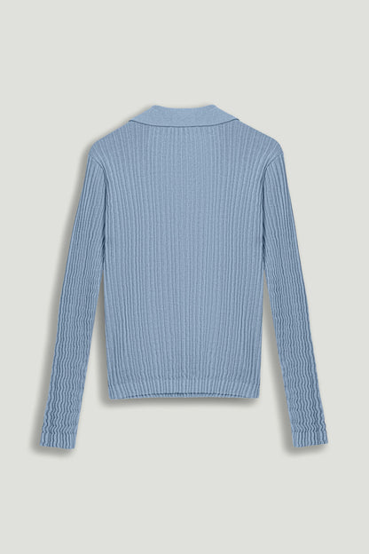 Ribbed Polo Knit Sweater