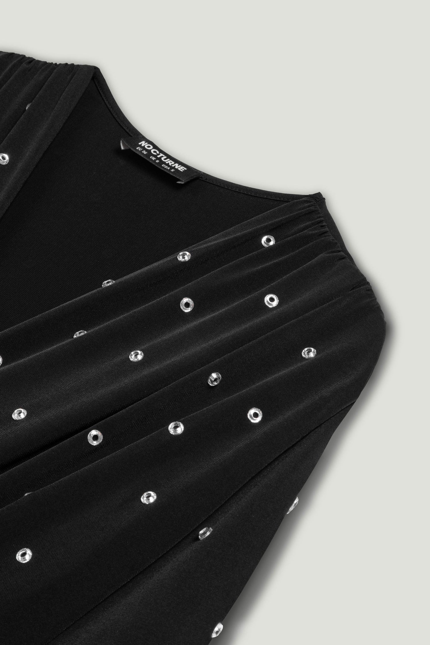 Black Embellished V-Neck Long-Sleeve Bodysuit