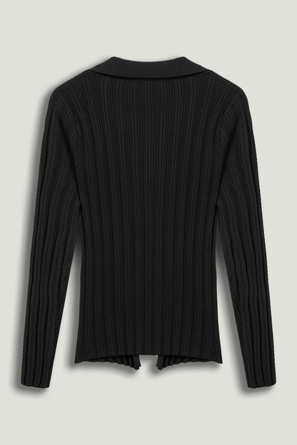 Floral Embellished Ribbed V-Neck Sweater