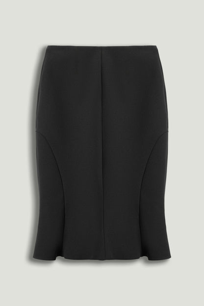 Flounced Hem Fishtail Midi Skirt