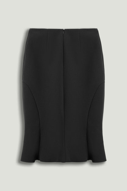 Flounced Hem Fishtail Midi Skirt