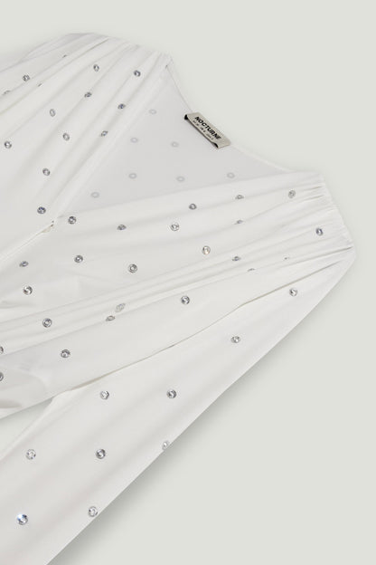 Embellished V-Neck Long-Sleeve Bodysuit