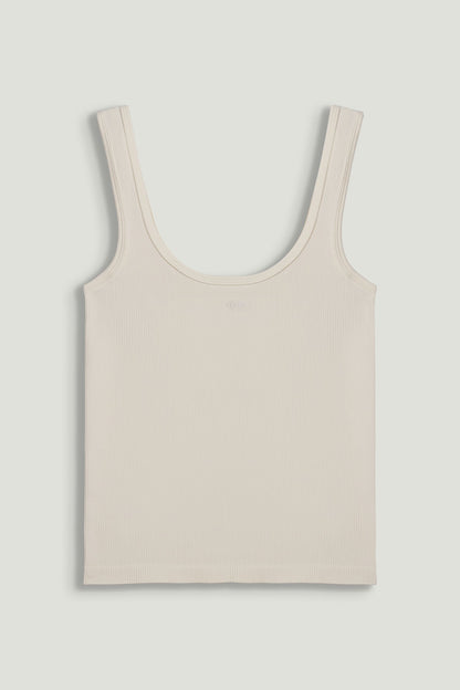 Ecru Printed Sleeveless Crop Top