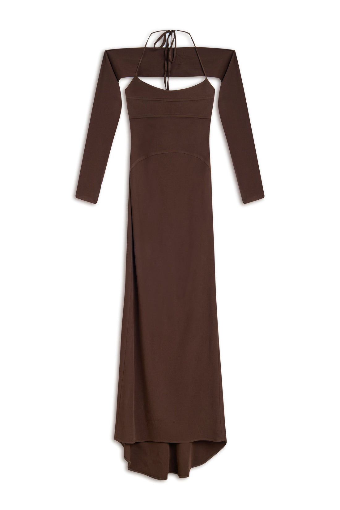 Brown Maxi Dress with Glove Accessory