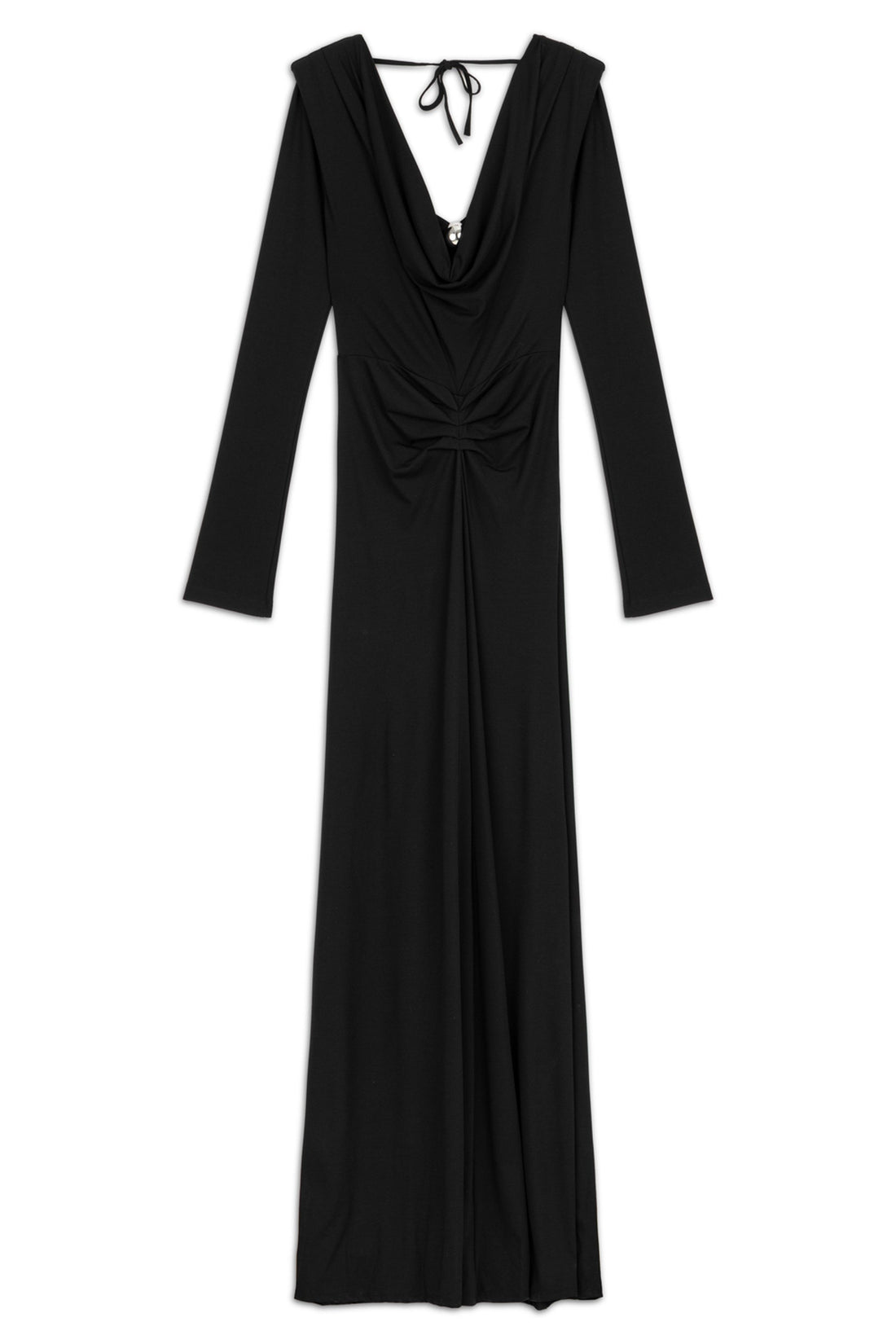 Black Padded Accessory Detailed Maxi Dress