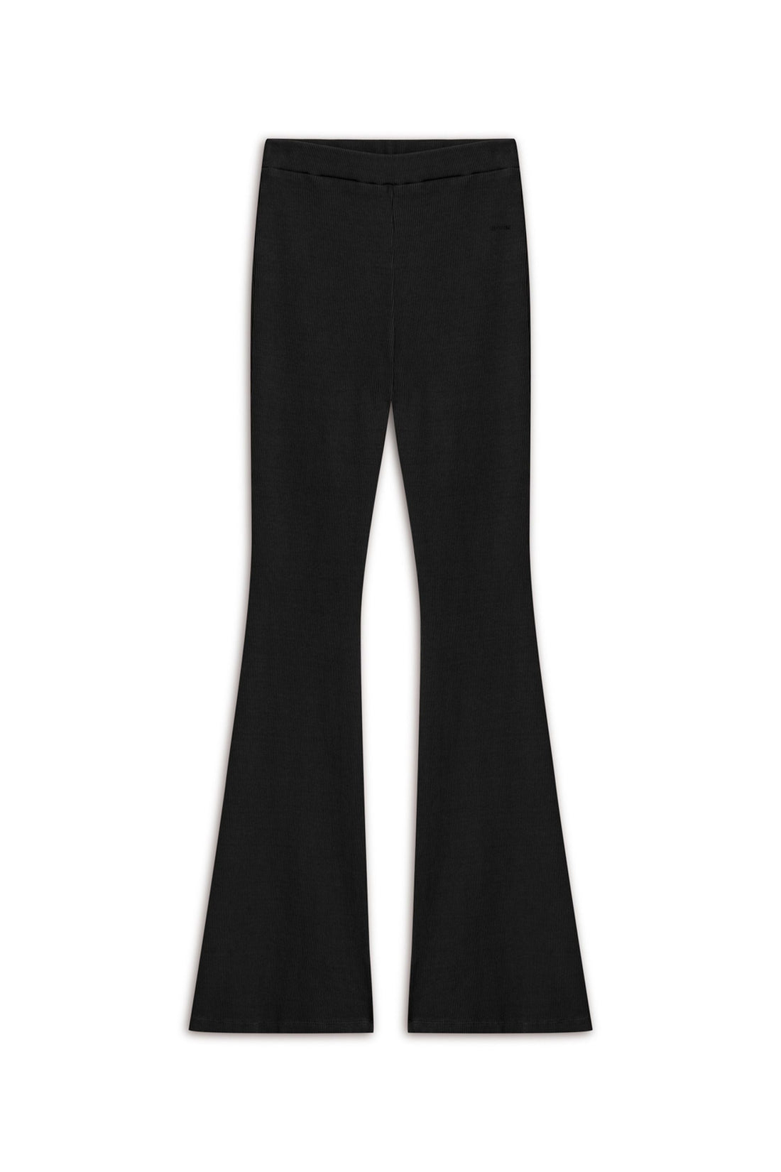 Black Ribbed Flared Trousers