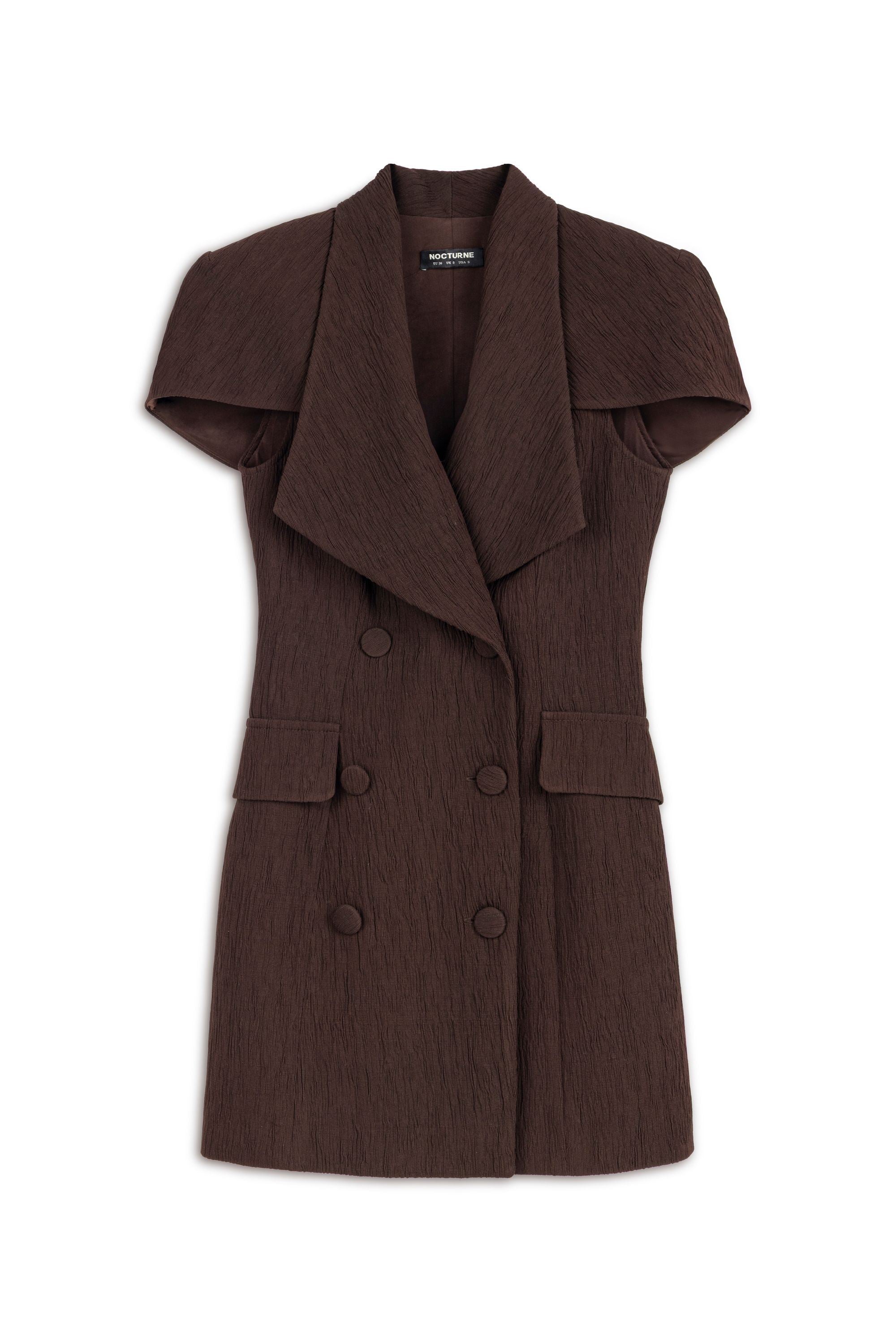 Coffee Mini Dress with Bolero Detail