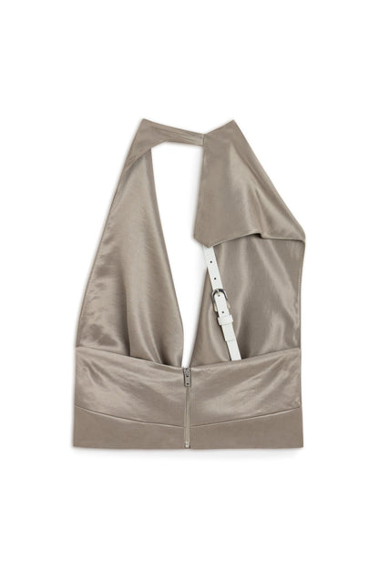 Mink Backless Belted Blouse