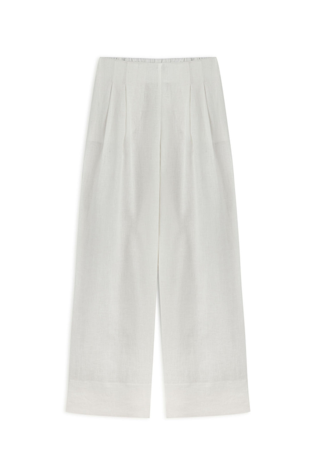 Ecru Linen Double Leg Pants