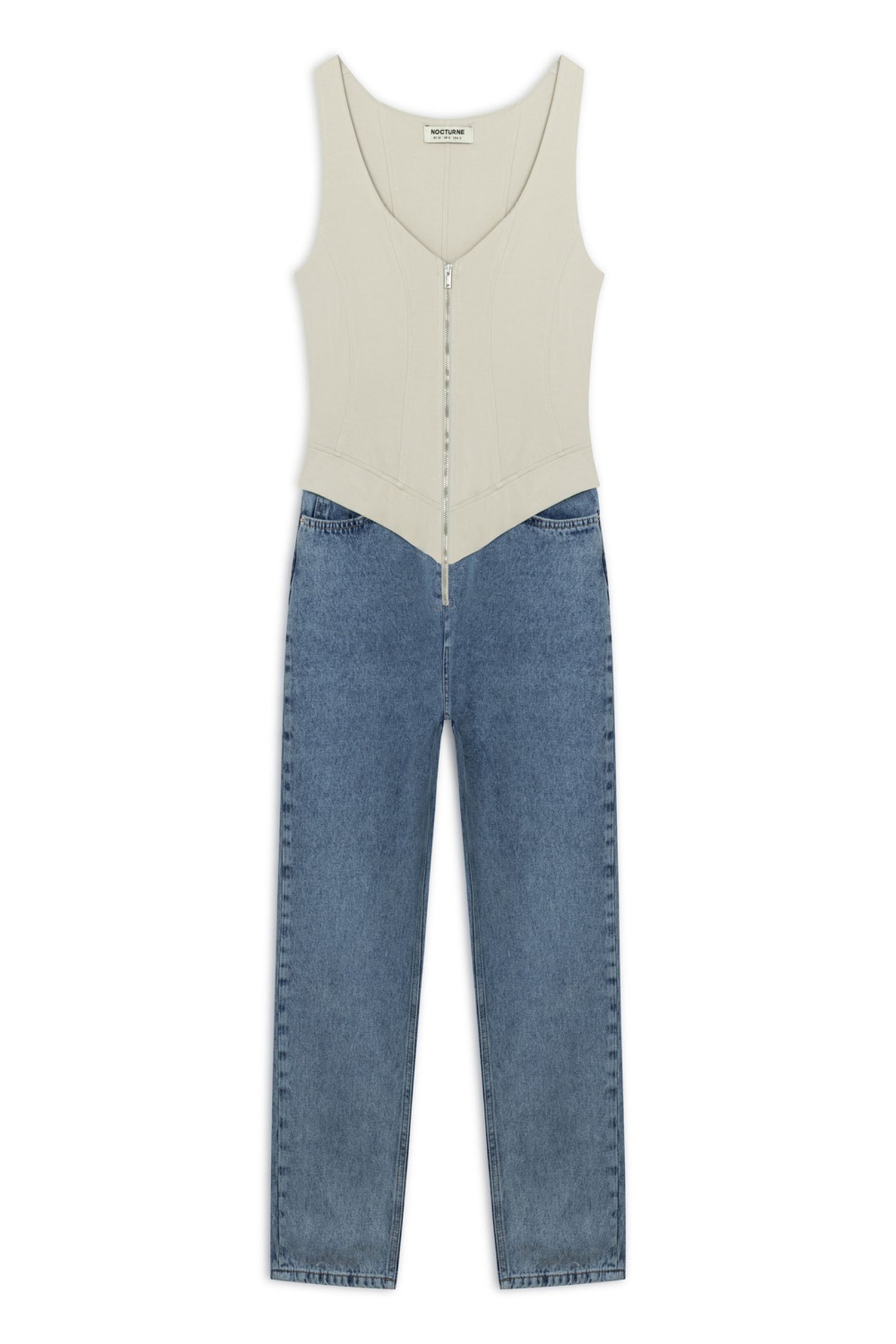 Denim Garnished Jumpsuit