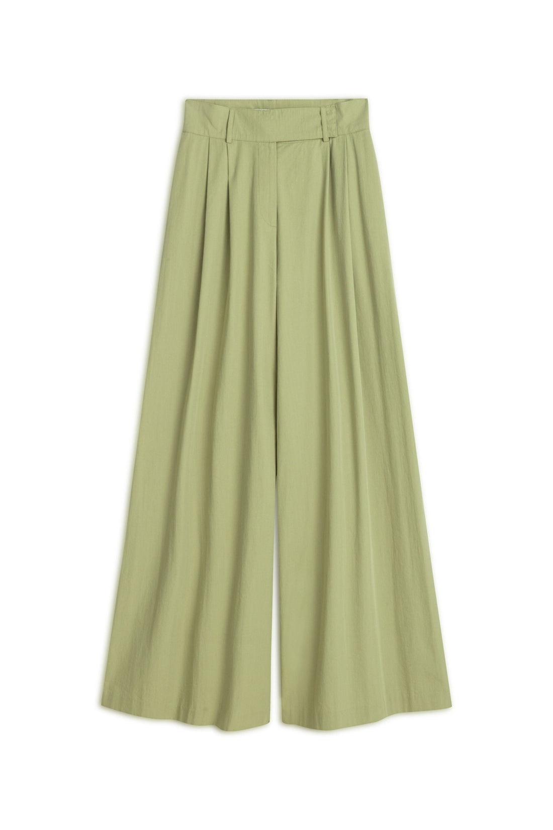 Khaki High Waist Double Pleated Trousers
