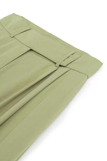 Khaki High Waist Double Pleated Trousers