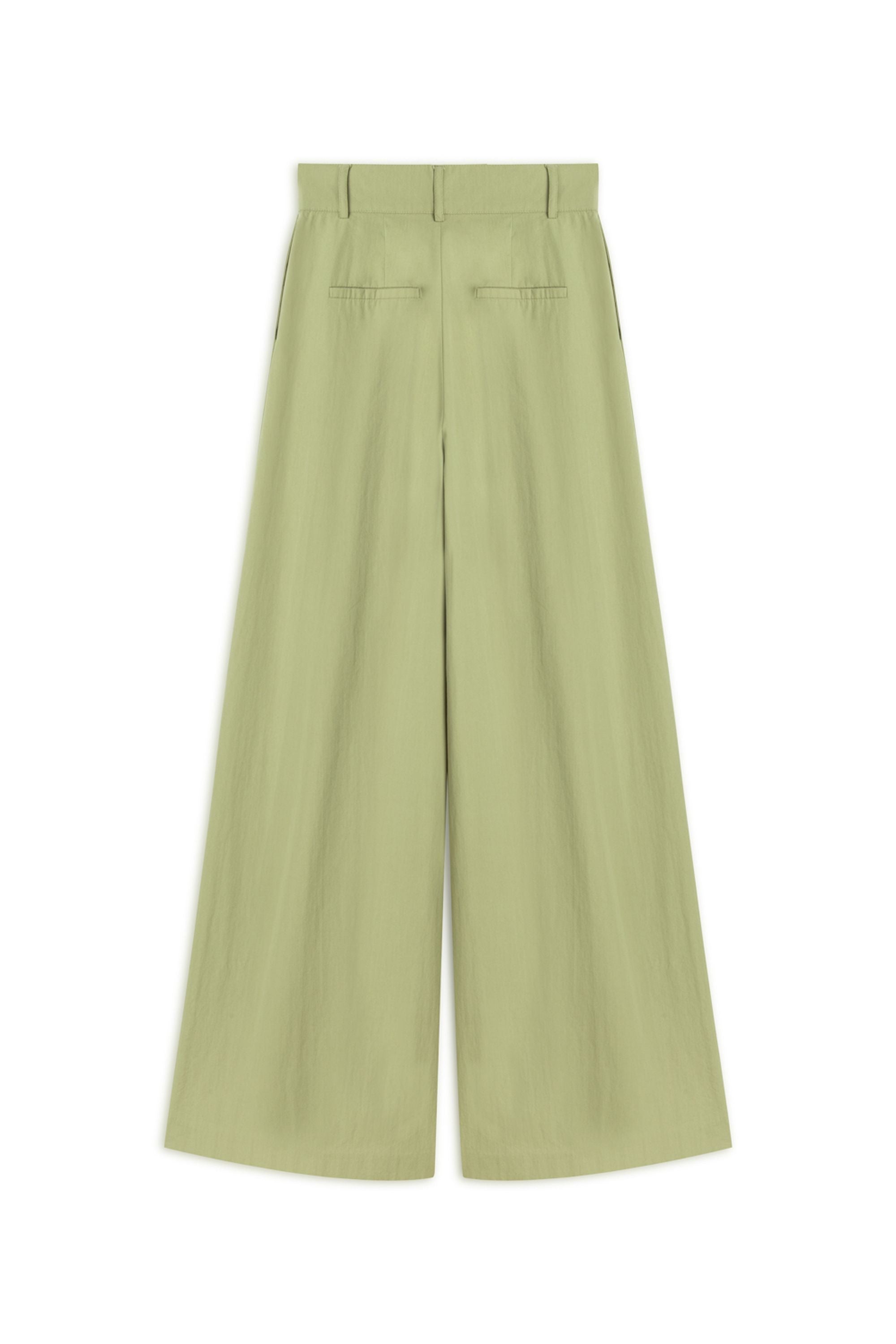 Khaki High Waist Double Pleated Trousers