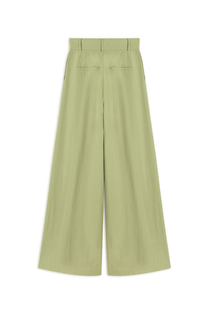 Khaki High Waist Double Pleated Trousers