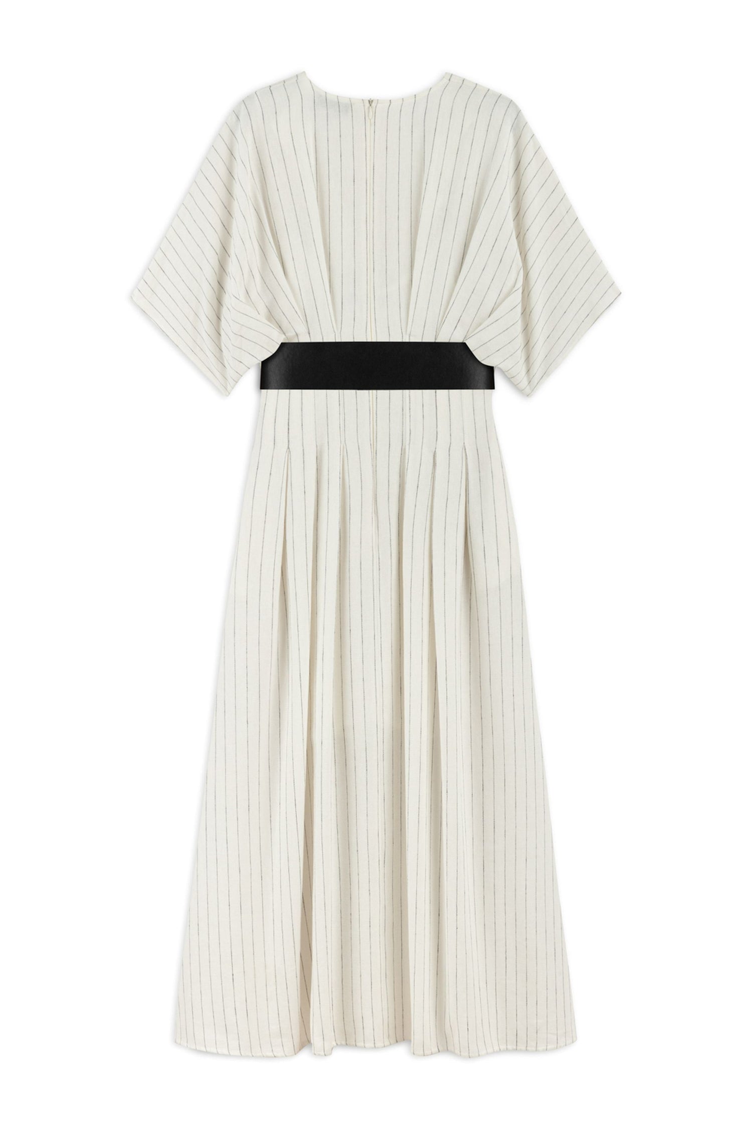 Ecru Batwing Sleeve Belted Midi Dress