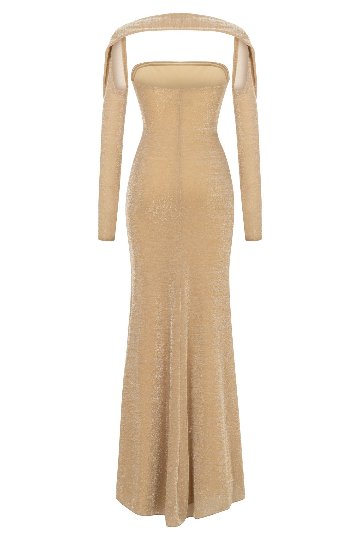 Gold Strapless Maxi Dress with Glove Accessory