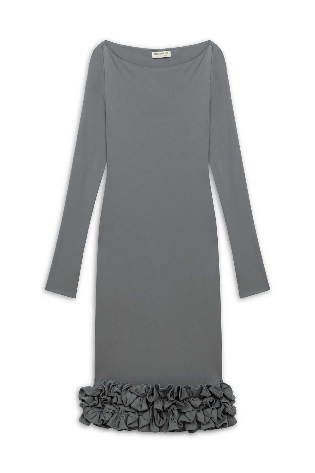 Mink Jersey Maxi Dress with Ruffle Detail