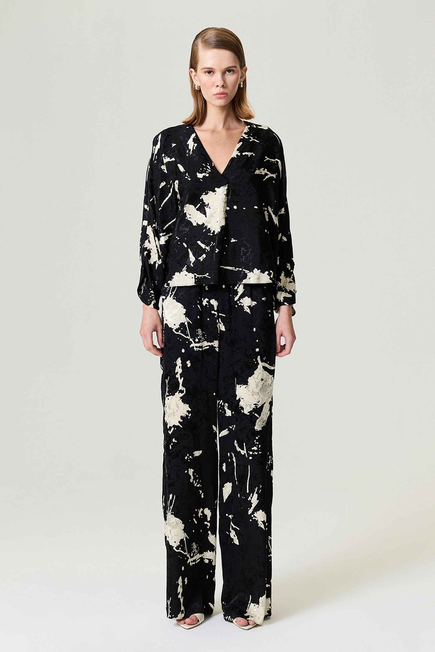 Abstract Print Jacquard Blouse