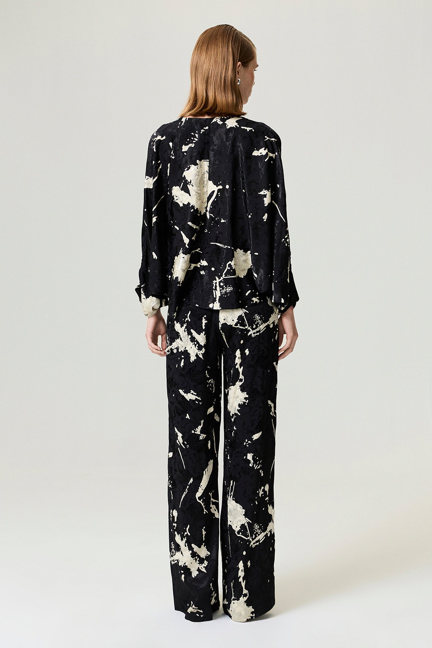 Abstract Print Jacquard Blouse