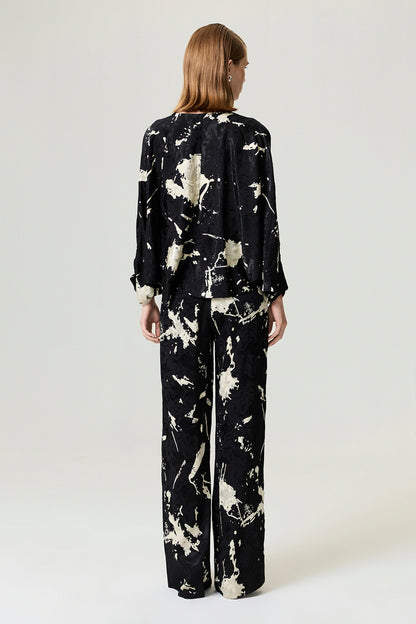 Abstract Print Jacquard Blouse