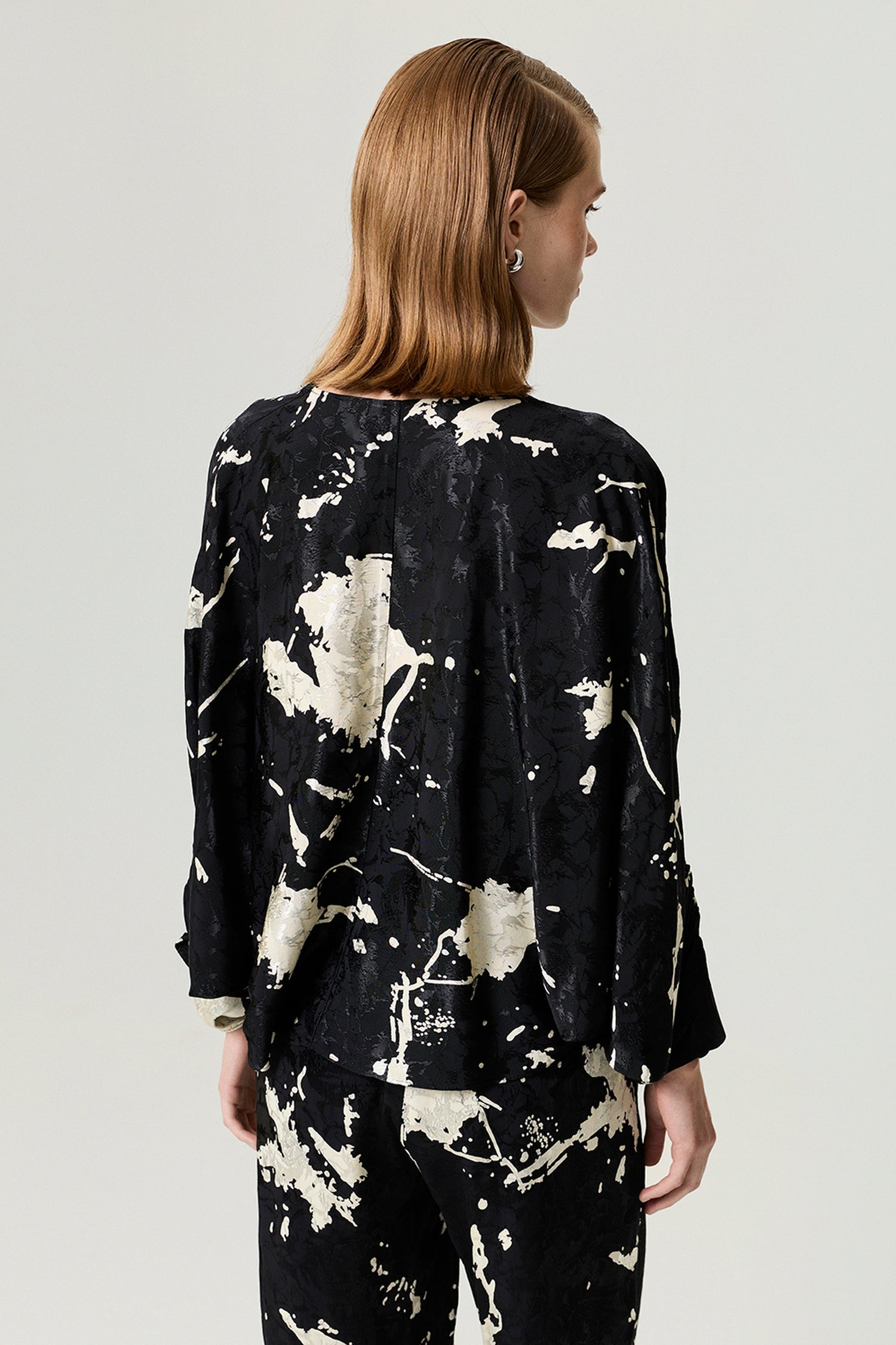 Abstract Print Jacquard Blouse