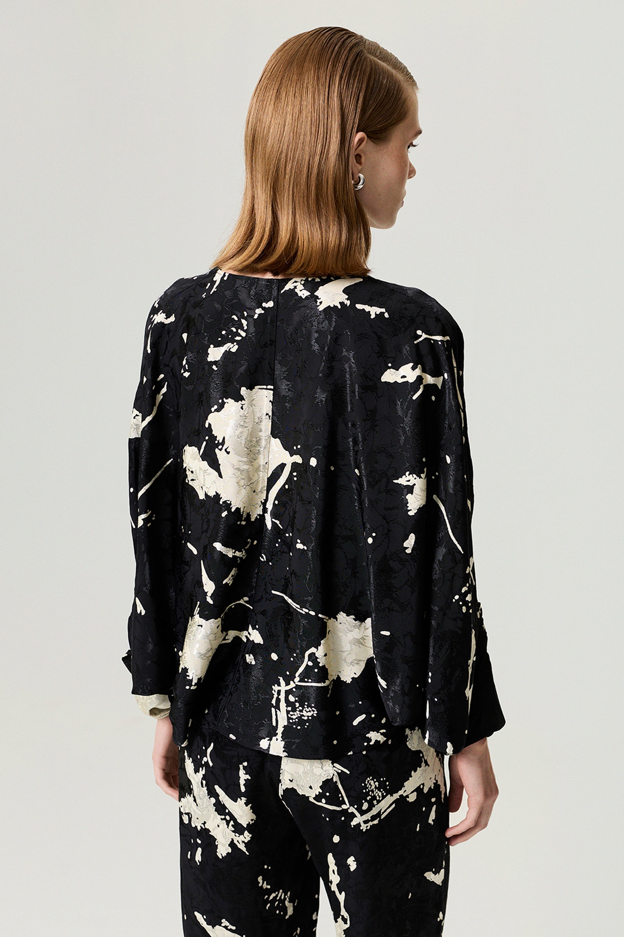 Abstract Print Jacquard Blouse