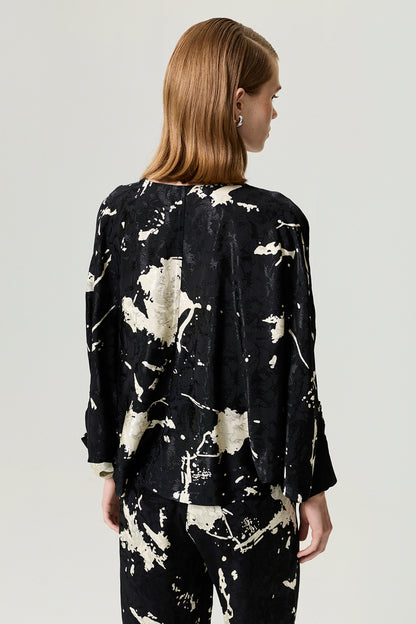 Abstract Print Jacquard Blouse
