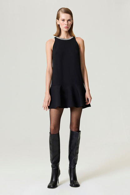 Black Ruffled Mini Dress