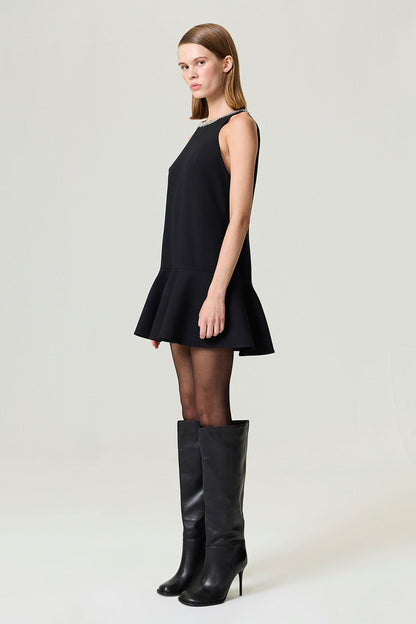 Black Ruffled Mini Dress