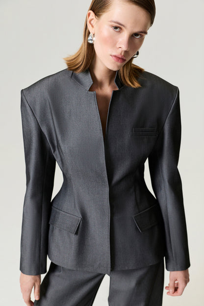 Structured Padded High-Neck Jacket