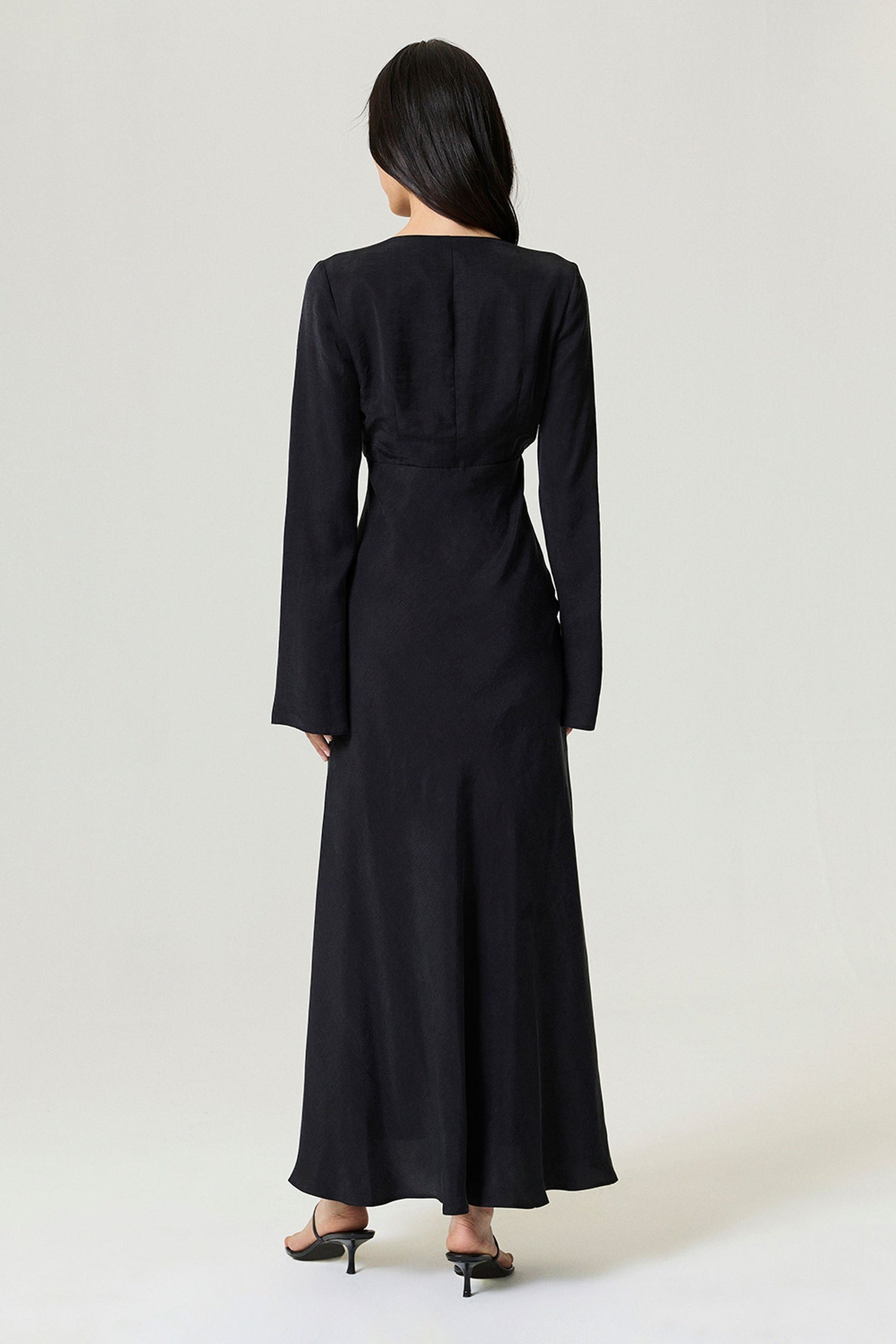 Black Crystal Button Detailed Maxi Dress