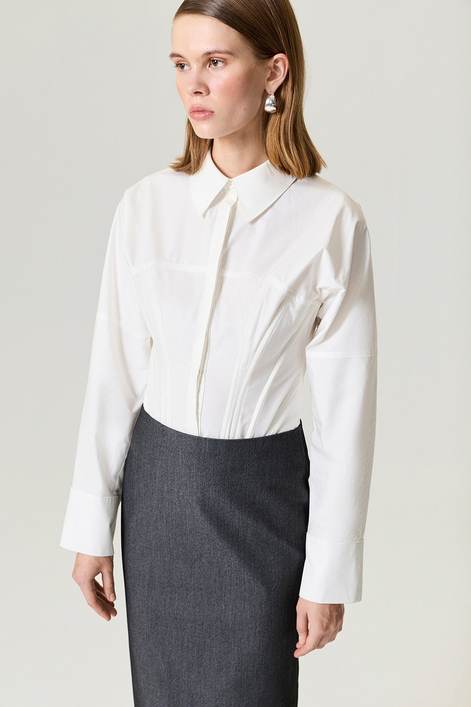 Back Slit Tailored Maxi Skirt