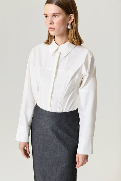 Back Slit Tailored Maxi Skirt