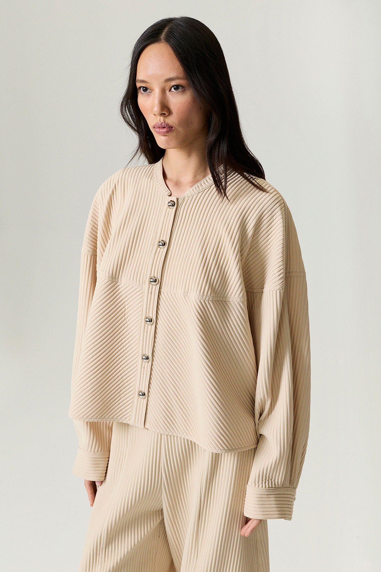 Ribbed Detailed Jacket