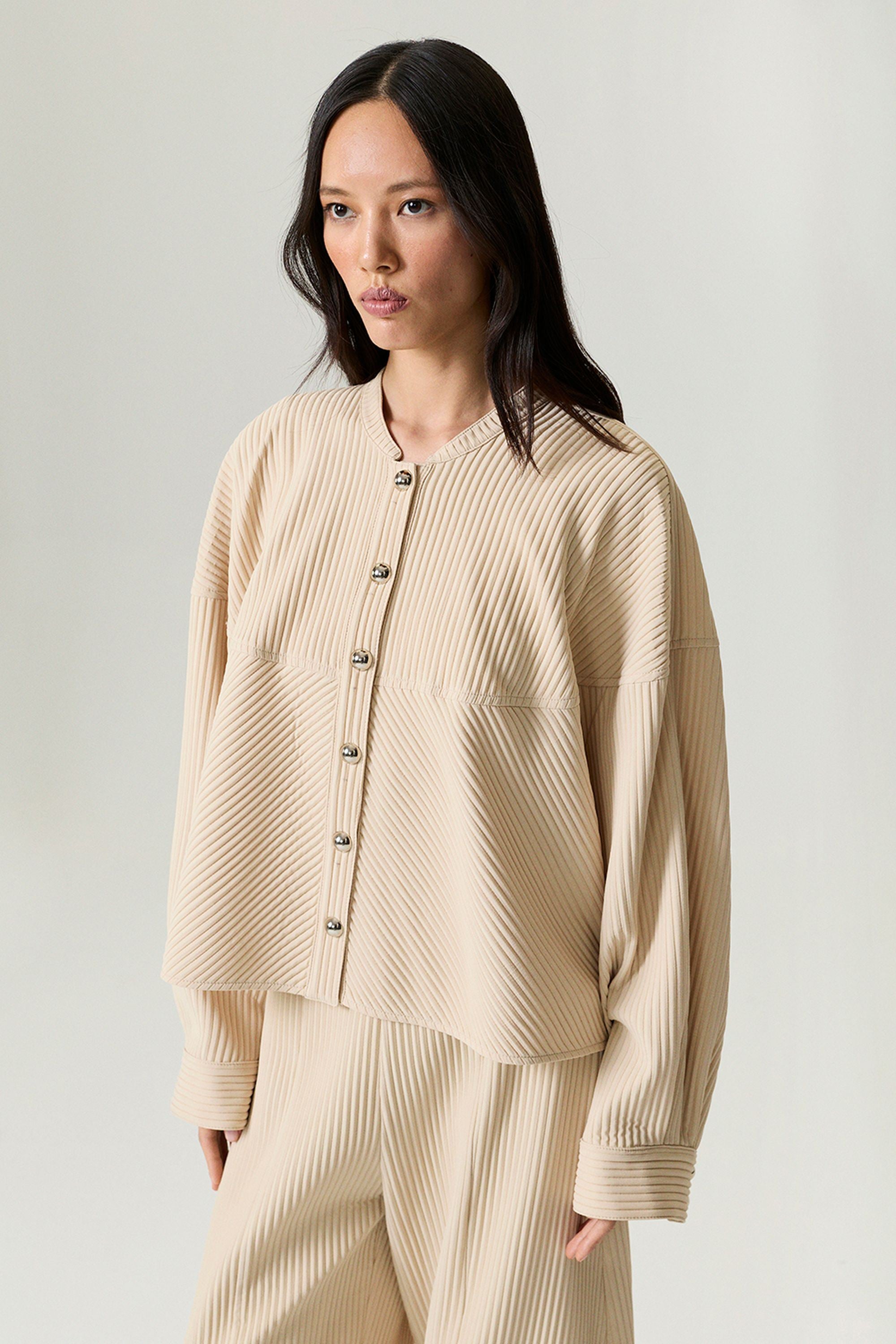 Ribbed Detailed Jacket