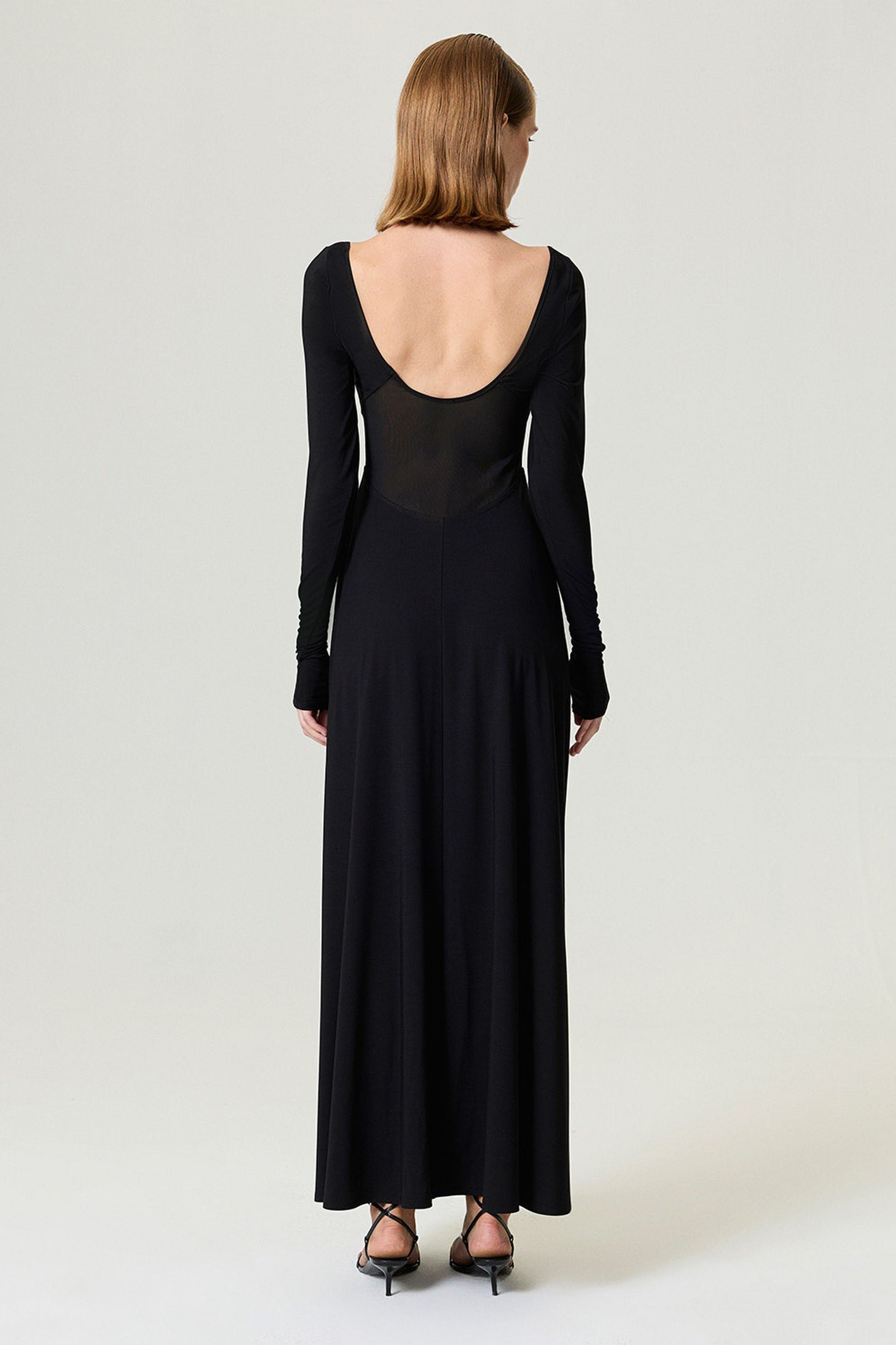 Black Sheer Detailed Maxi Dress
